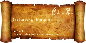 Csicsáky Nándor névjegykártya